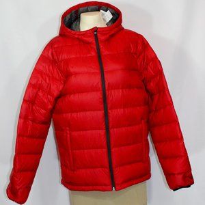 NWT  Abercrombie Fitch Hooded Puffer Down Jacket in Red woman  Medium